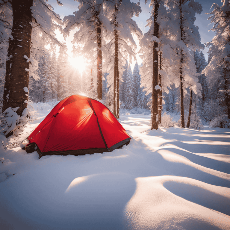 Zelt im Winter auf Schnee